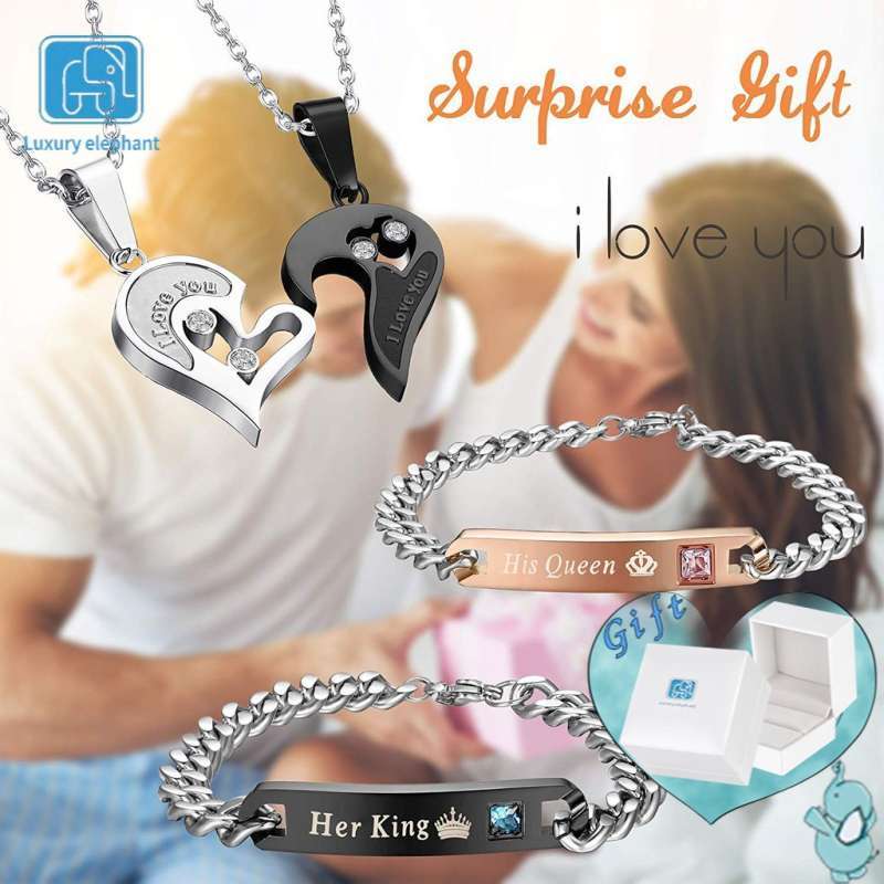 Couple Bracelet Necklace Jewelry Set 