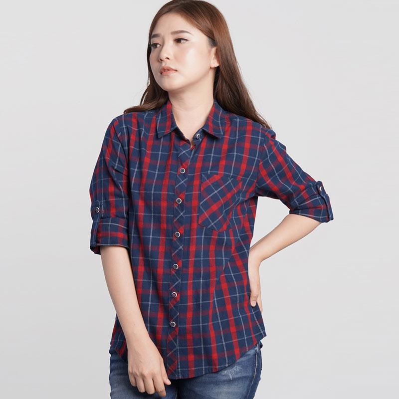 Jual Osella Ladies Kotak Kotak Kemeja Lengan Panjang Wanita Navy Online Februari 2021 Blibli