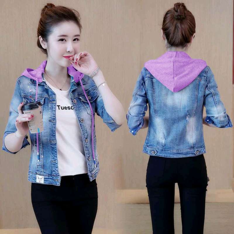 Jaket denim hoodie hotsell
