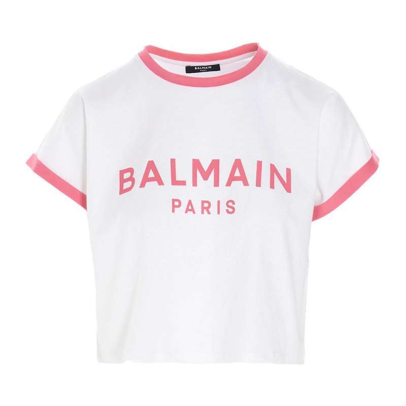 Jual Balmain Cropped T-Shirt - White 