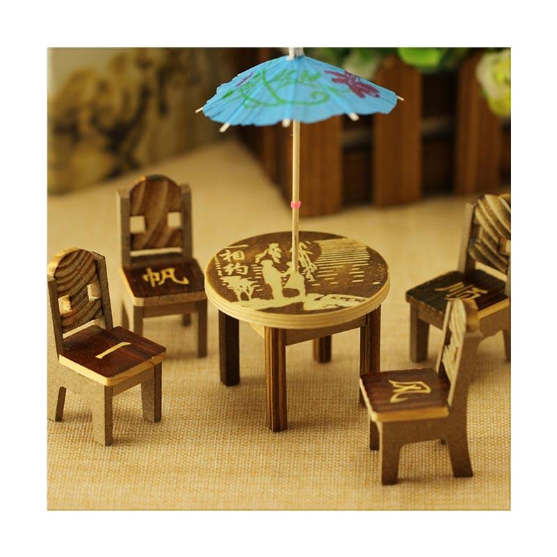 Jual Bluelans Set Miniature Fairy Wooden Desk Chair Umbrella Dollhouse Garden Home Decor Random Color And Pattern 6 Pcs Online Oktober 2020 Blibli Com