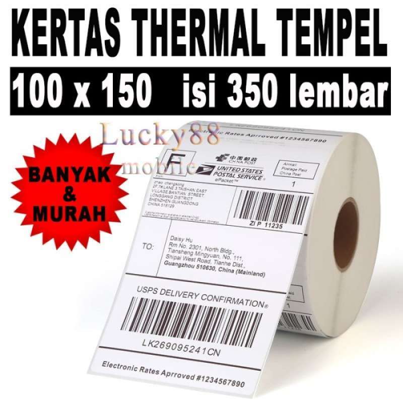 Gratis Ongkir Termurah Kertas Thermal 350 Pcs 100 X 150 Label Termal  Sticker Tempel