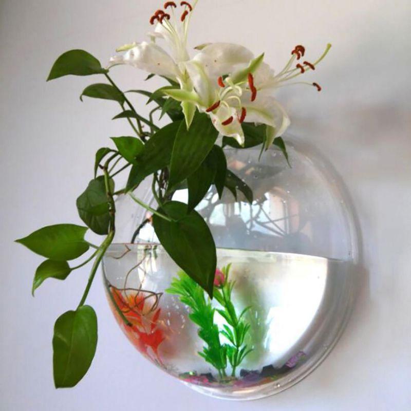 Jual Bluelans Creative Wall Mounted Clear Acrylic Round Fish Tank