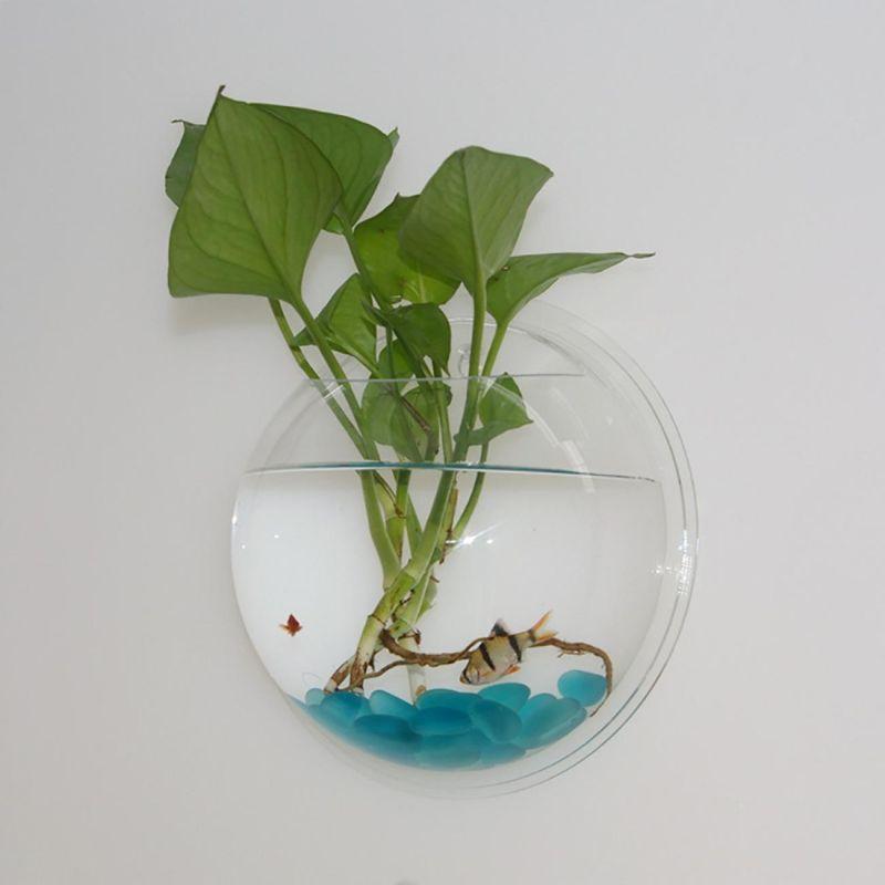 Jual Bluelans Creative Wall Mounted Clear Acrylic Round Fish Tank
