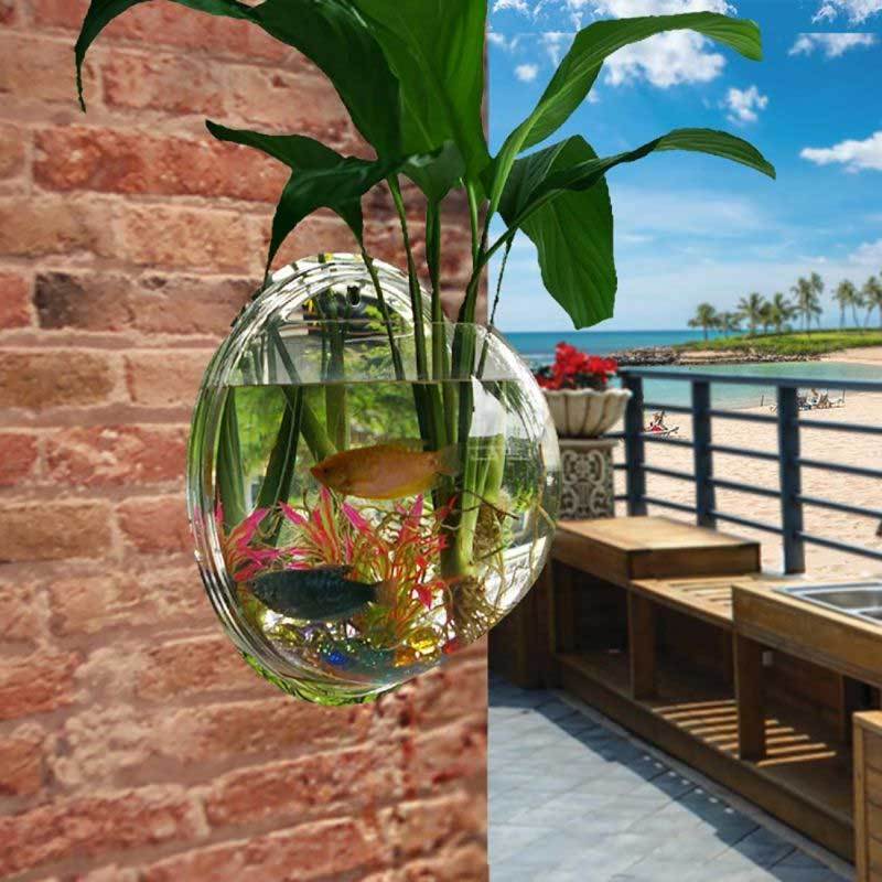 Jual Bluelans Creative Wall Mounted Clear Acrylic Round Fish Tank