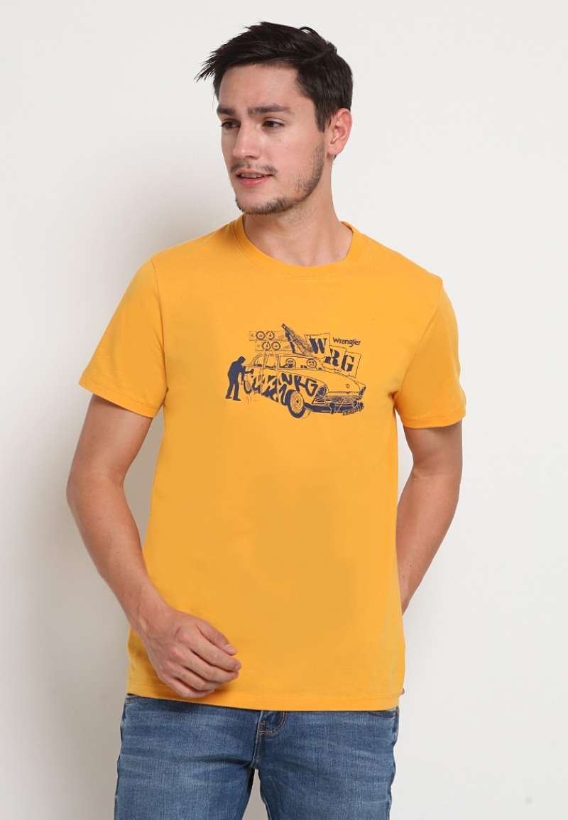 Promo Wrglr Men Yellow Graphic Tshirt 