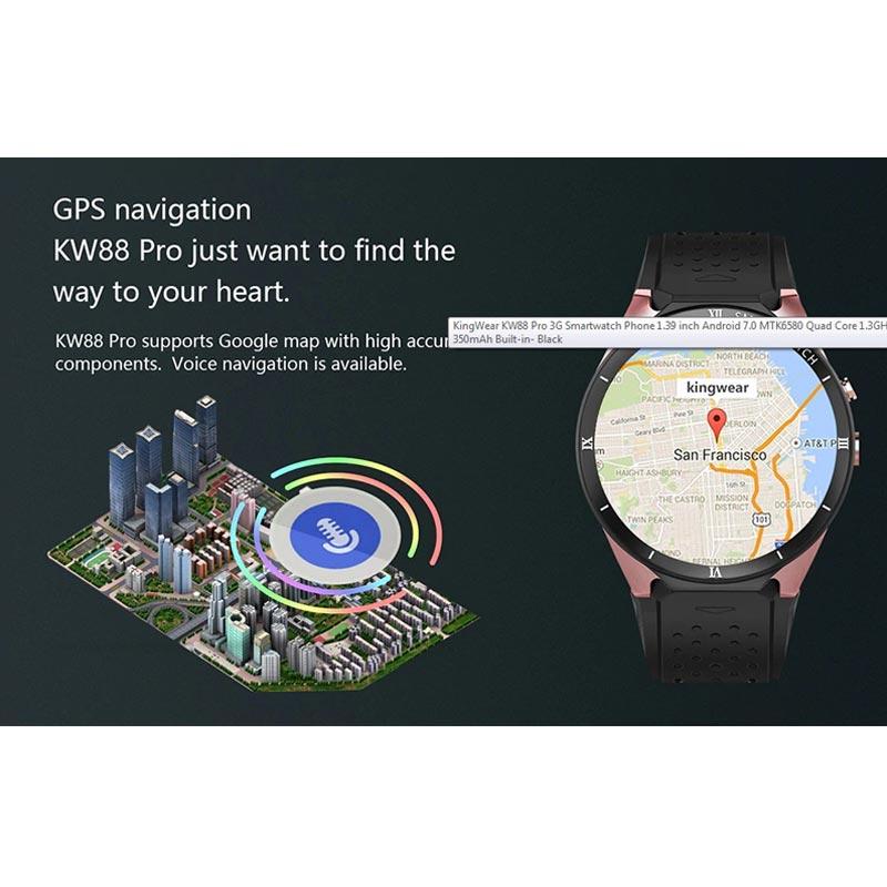 Jual KingWear KW88 MTK6580 Pro Android 7.1 Phone SmartWatch 1.39