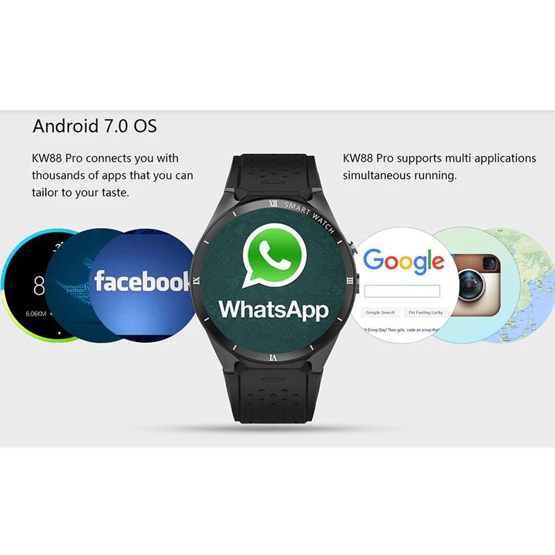 Jual KingWear KW88 MTK6580 Pro Android 7.1 Phone SmartWatch 1.39