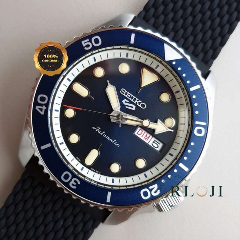 Promo SEIKO 5 Seiko5 Sports SRPD71 SRPD71K2 New Logo Automatic 24 Jewels  Dark Blue Dial Black Silicone Strap Jam Tangan Pria Men Original Fashion  Cowok Ori di Seller RLOJI OFFICIAL STORE -