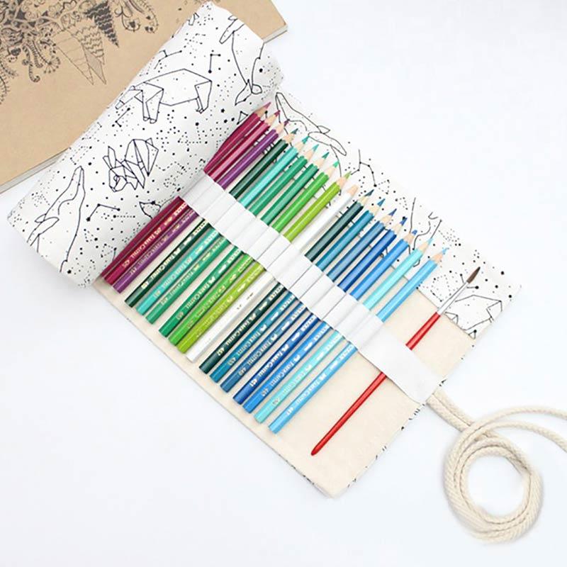 Teal Faux Suede Pouch Roll Canvas Pencil Wrap Makeup Brushes Roll