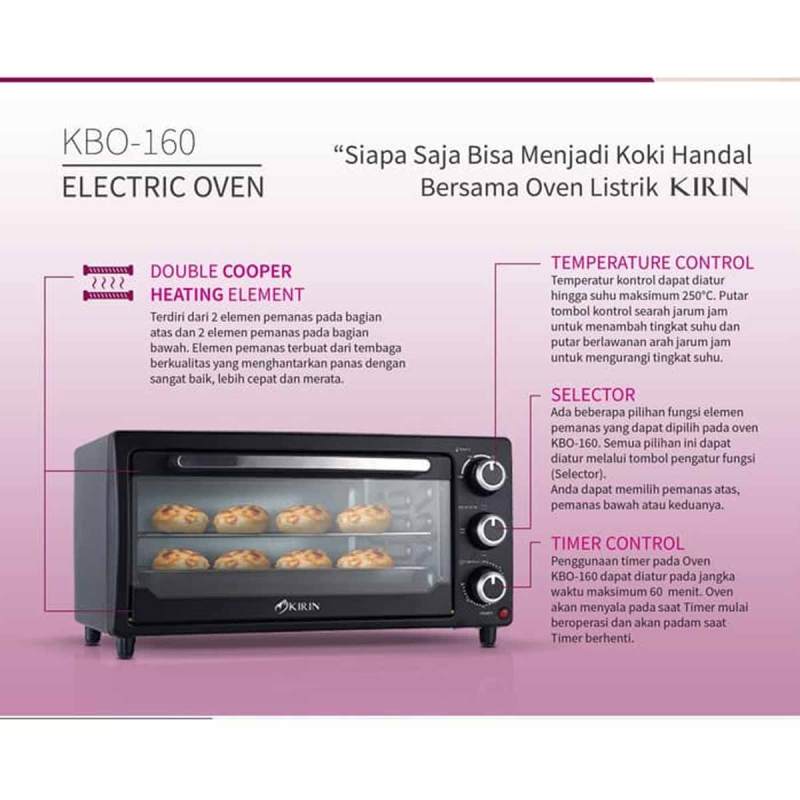 Jual Kirin Kbo 160 Beauty Oven Listrik 16 Liter Oven Toaster Pemanggang Kue Online September 2020 Blibli Com