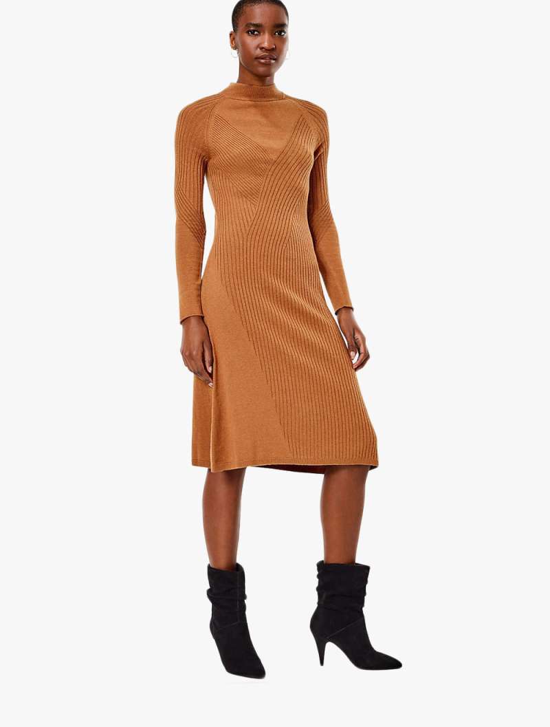 Merino Wool Rich Ribbed Shift Dress 