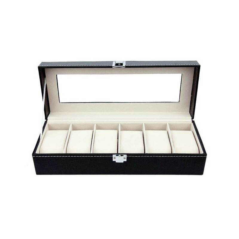 Jual Iit High End Pu Leather Clear Lid Display Case Organizer Watch Box Storage 6 Slots Online September 2020 Blibli Com