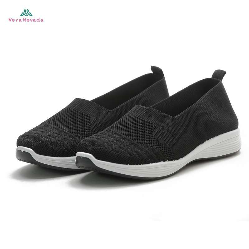 black flat slip ons