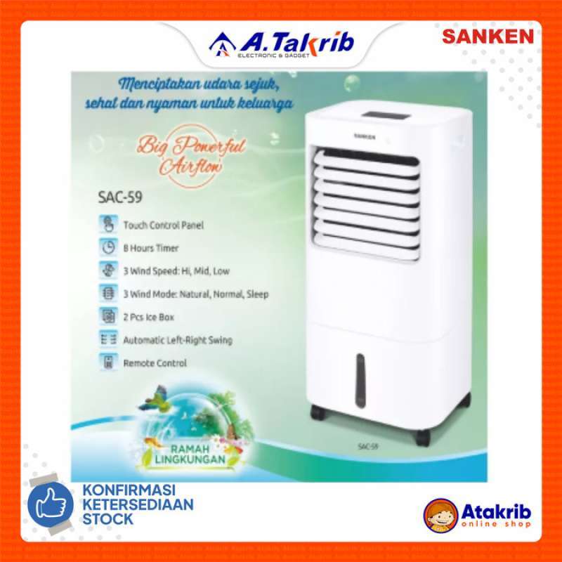 Jual Sanken Air Cooler Sac-59 Penyejuk Ruangan Plus Ion