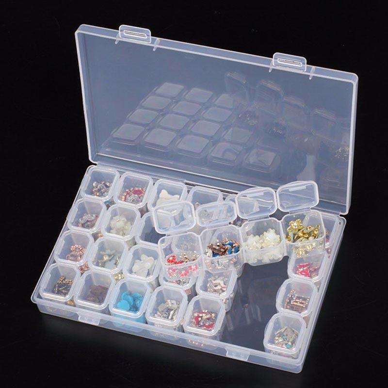 28 Slots Plastic Storage Box Jewelry Beads Craft Container Home Organizer Case