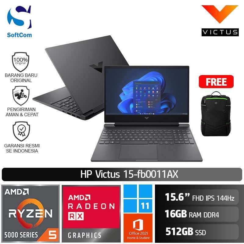 HP Victus 15 fb0011AX Laptop Gaming [AMD Ryzen 5-5600H/16GB/512GB  SSD/RX6500M 11 Home+OHS 2021]