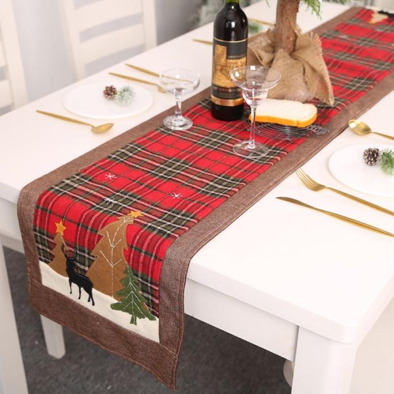 bluelans christmas tree elk printed lattice tablecloth table mat cover festival decor