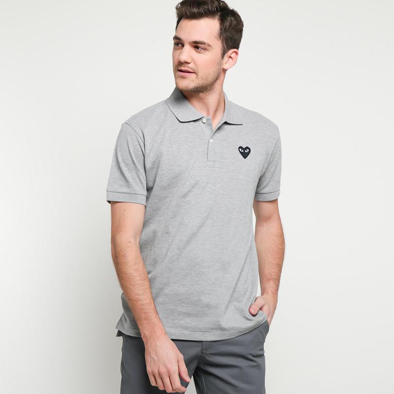 black and grey polo shirt