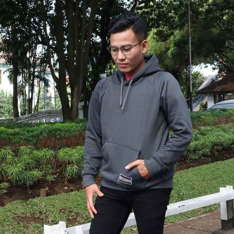 Jaket Sweater Hoodie Pria Premium Distro Fleece Polos Grey LIGSG 04