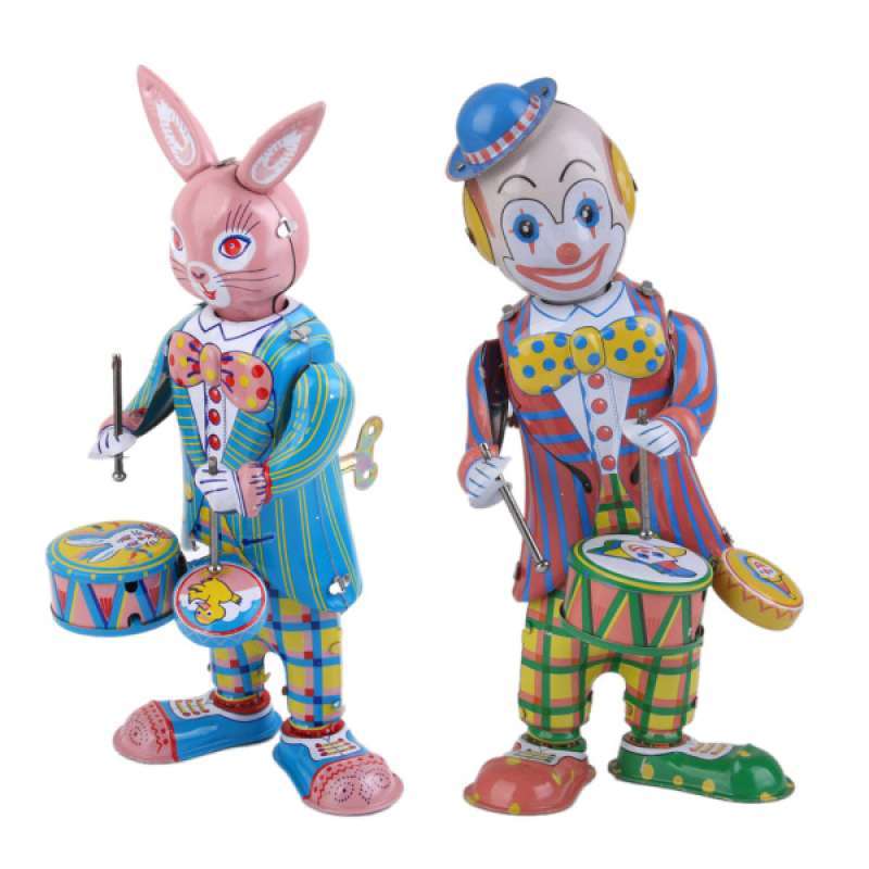 Jual Oem Pack Of 2 Classic Wind Up Toys Rabbit And Clown Drumming Robot Collectable Online April 21 Blibli