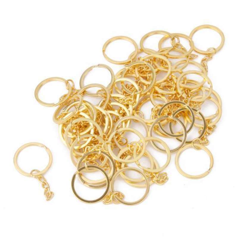 Metal Split Keychain Ring Parts Gold 