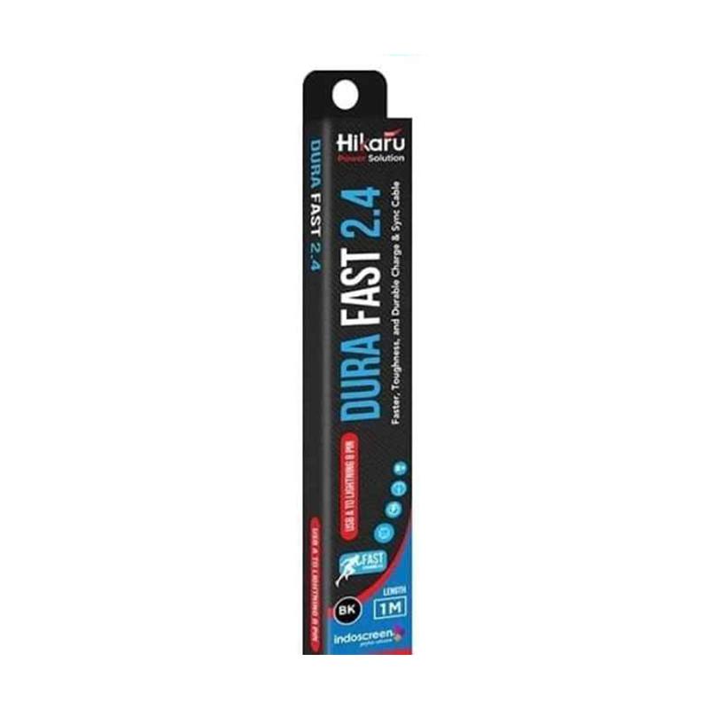 hikaru cable usb dura fast for lightning iphone 2 4 ampere black 1 m