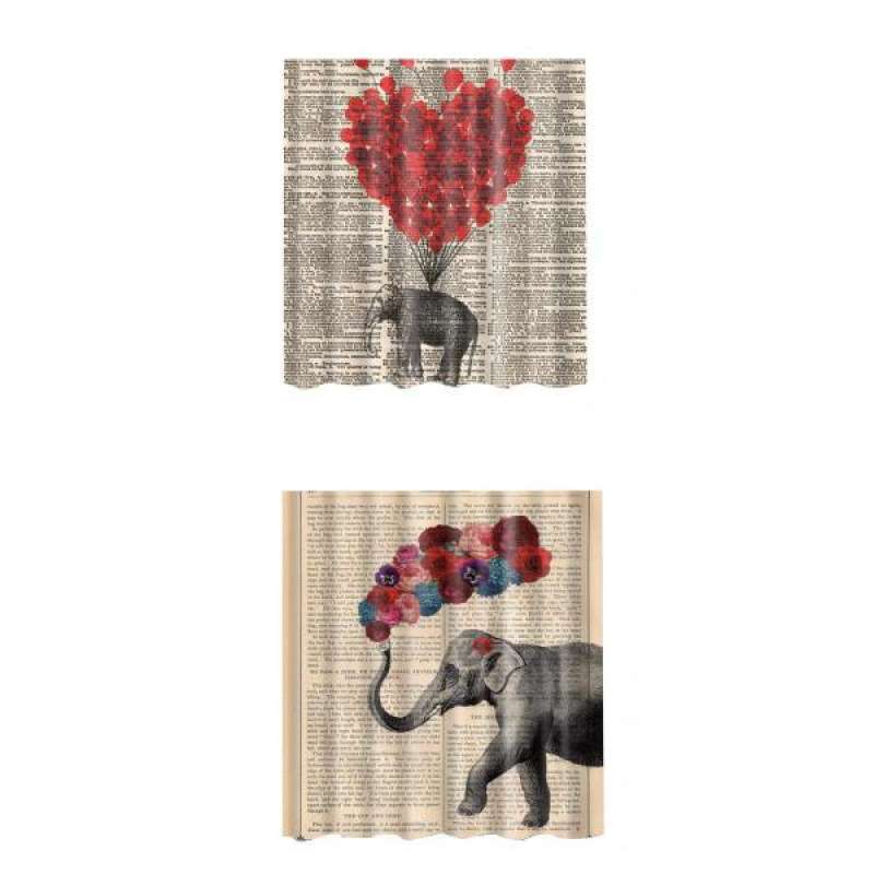Jual 2pcs Elephant Shower Curtain Bathroom Set Bath Accessories Fabric Polyester Online Januari 2021 Blibli