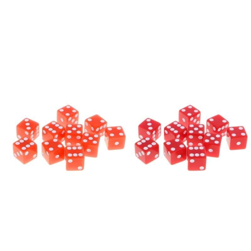 BRAND NEW SET OF 20x MULTI-COLOURED SPOT DICE 1.6cm SIX DIFFERENT COLOURS 
