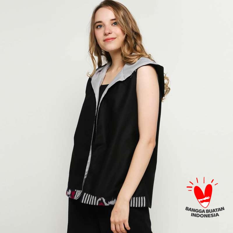 Promo Jaket Hoodie Bolak Balik Rompi Batik Tenun Wanita Gesyal