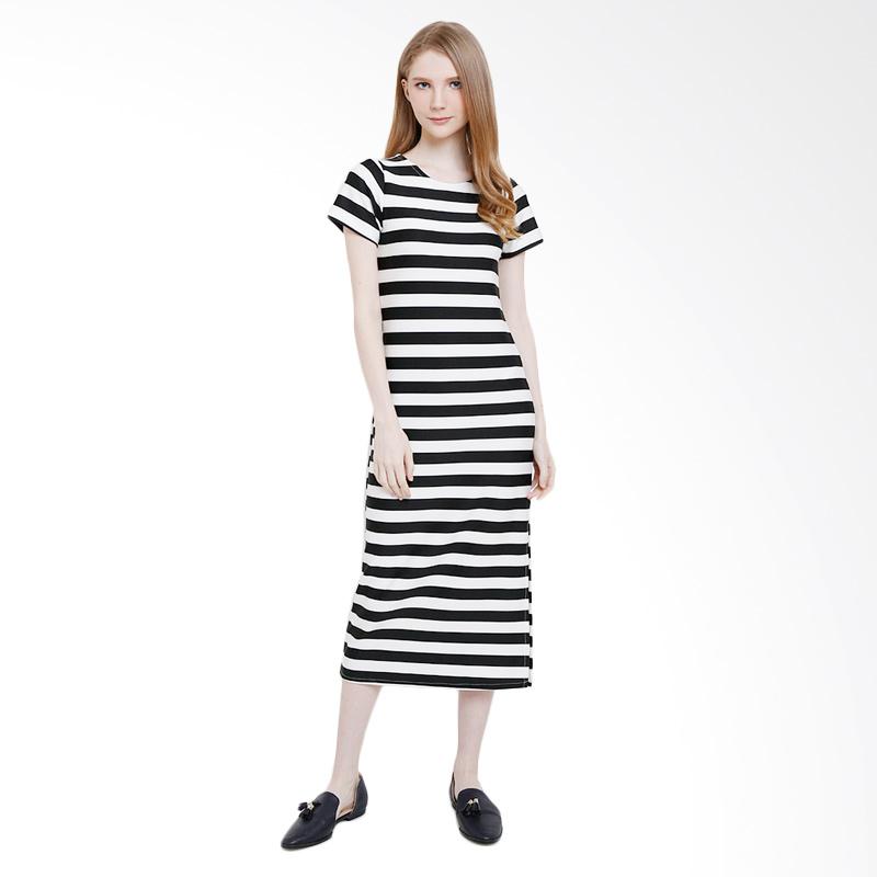 Cocolyn Stripe Long Dress - Black
