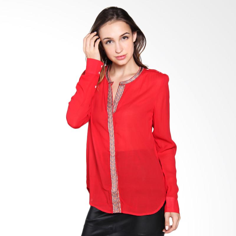 Carte Chic Long Sleeve Top Blouse - Red