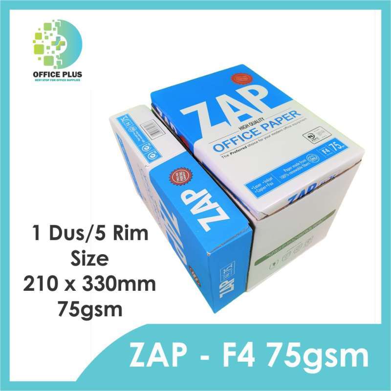 Jual Kertas Hvs F4 75 Gram Zap 1 Dus 5 Rim Murah Mei 2021 Blibli