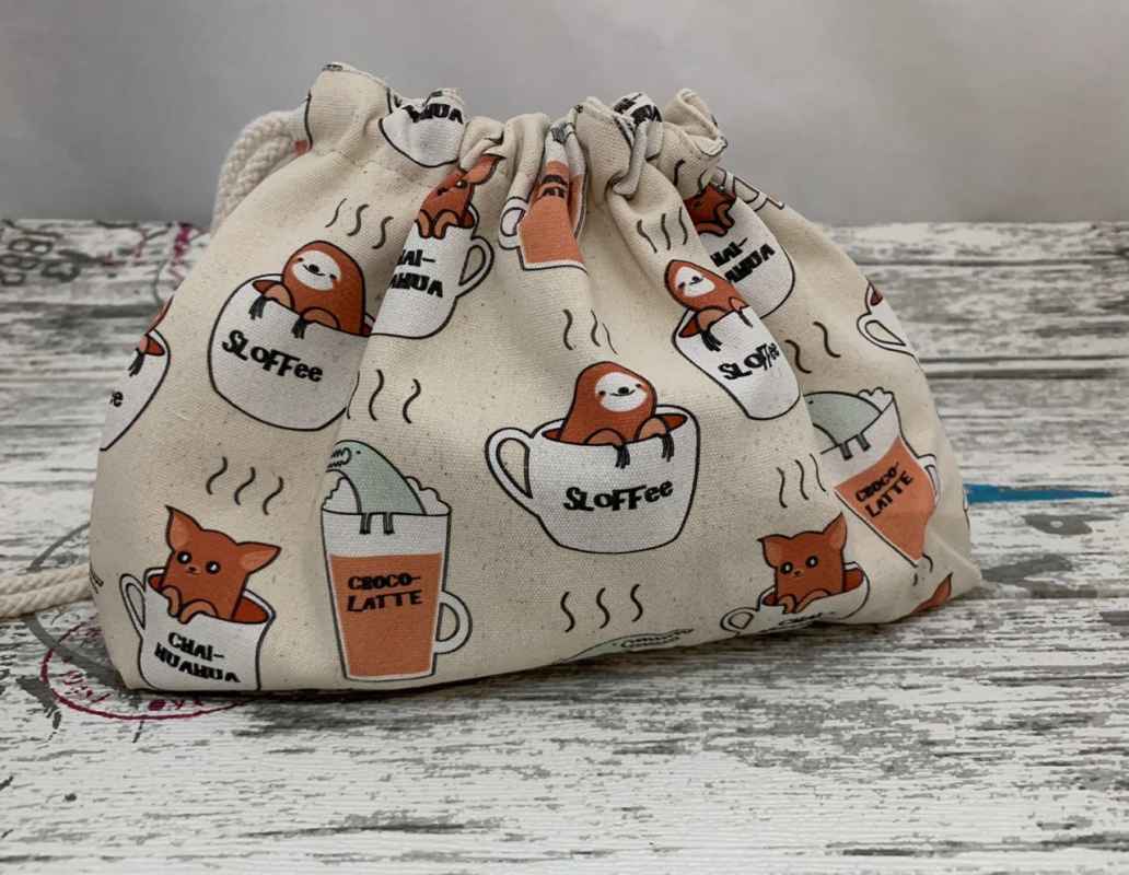 Tas pouch kain kanvas blacu tebal print motif