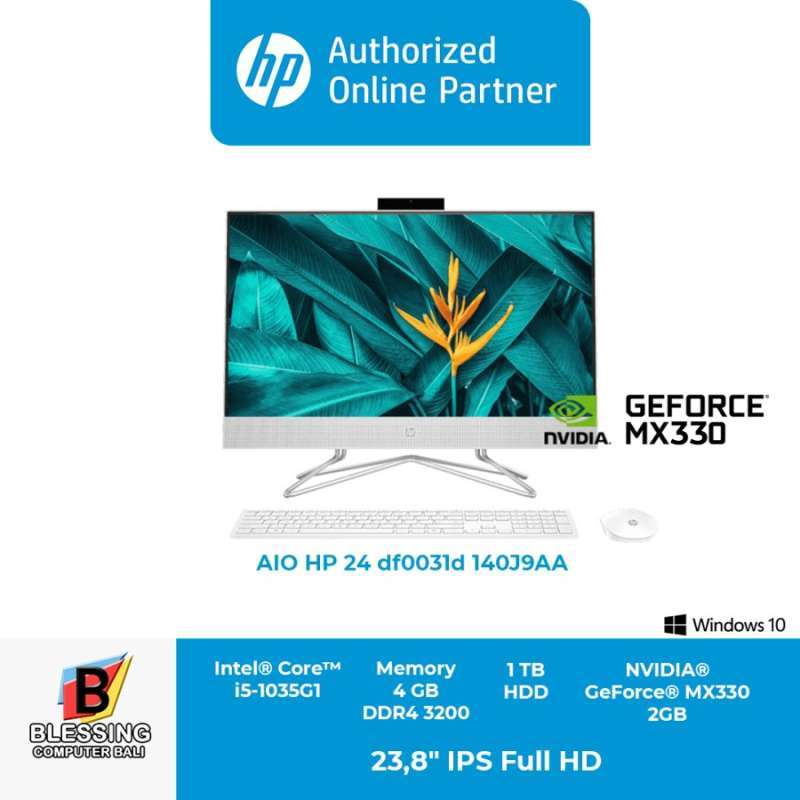 aio hp 24 df0031d 140j9aa ci5 1035g1 4gb 1tb mx 330 2gb w10 white