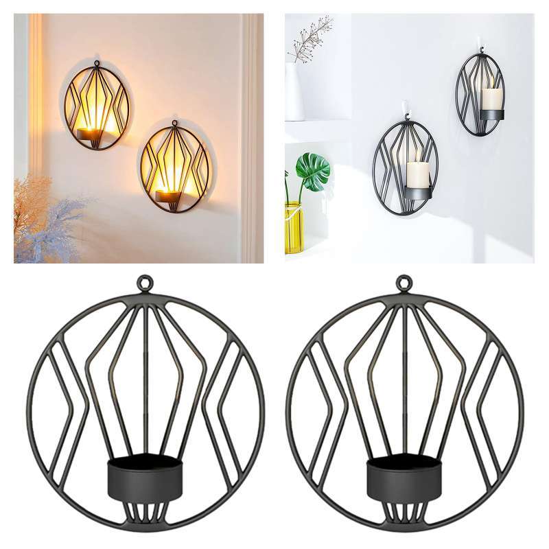 Jual 2pcs Modern Iron Wall Hanging Candle Holder Sconce Centerpiece Birthday Living Room Decor Online April 2021 Blibli