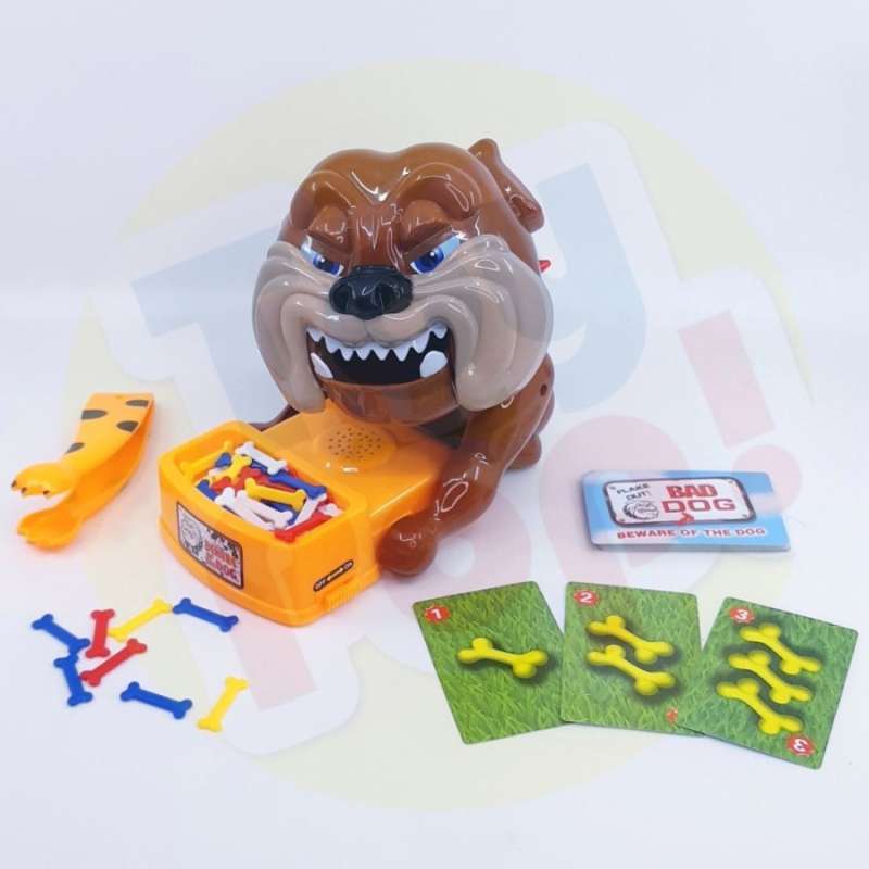 Jual Toypop! Bad Dog Bite Game Anjing Bulldog Gigit Tulang Mainan 