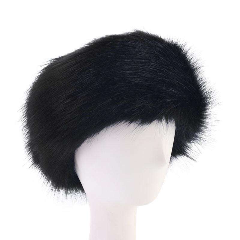 black and white fur hat