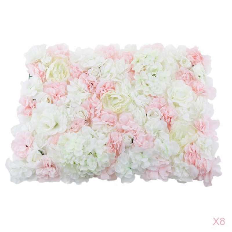8Pcs Removable Artificial Flower Wall Panel Wedding Decor Photo Prop 