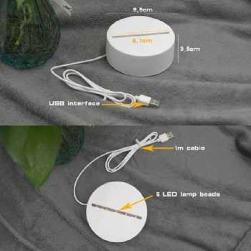 lampu hias meja 3 dimensi atau tidur kado cinta usb power i love you