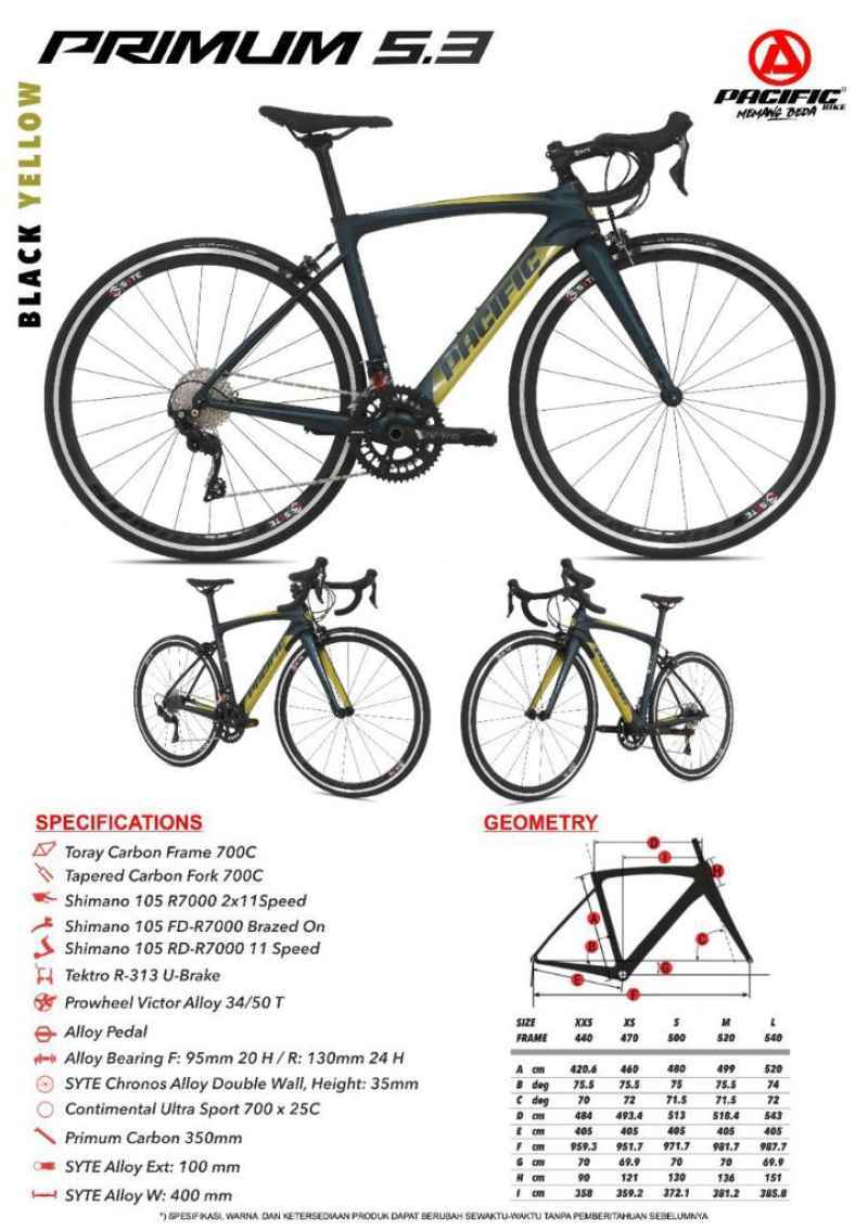 Pacific bike size chart sale