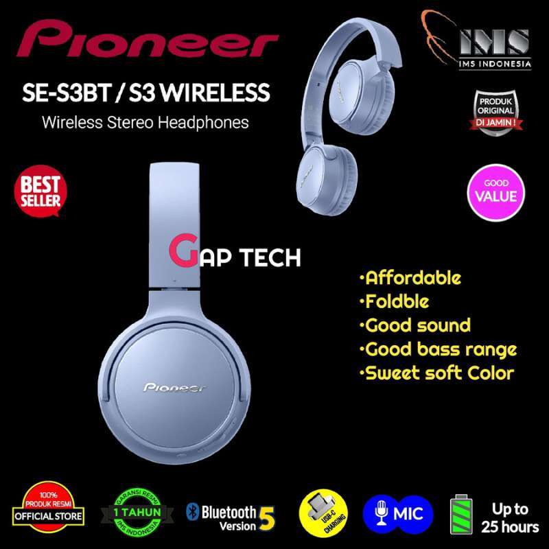 Pioneer s3 wireless sales bluetooth stereo headphones