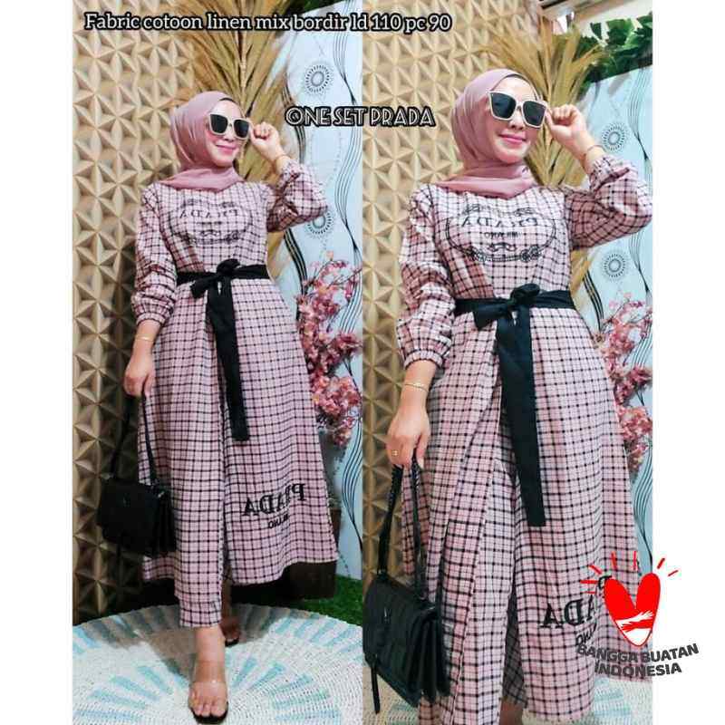 Jual Mos Gamis Setelan Tunik Dan Celana One Set Milano Square Murah Juni 2021 Blibli
