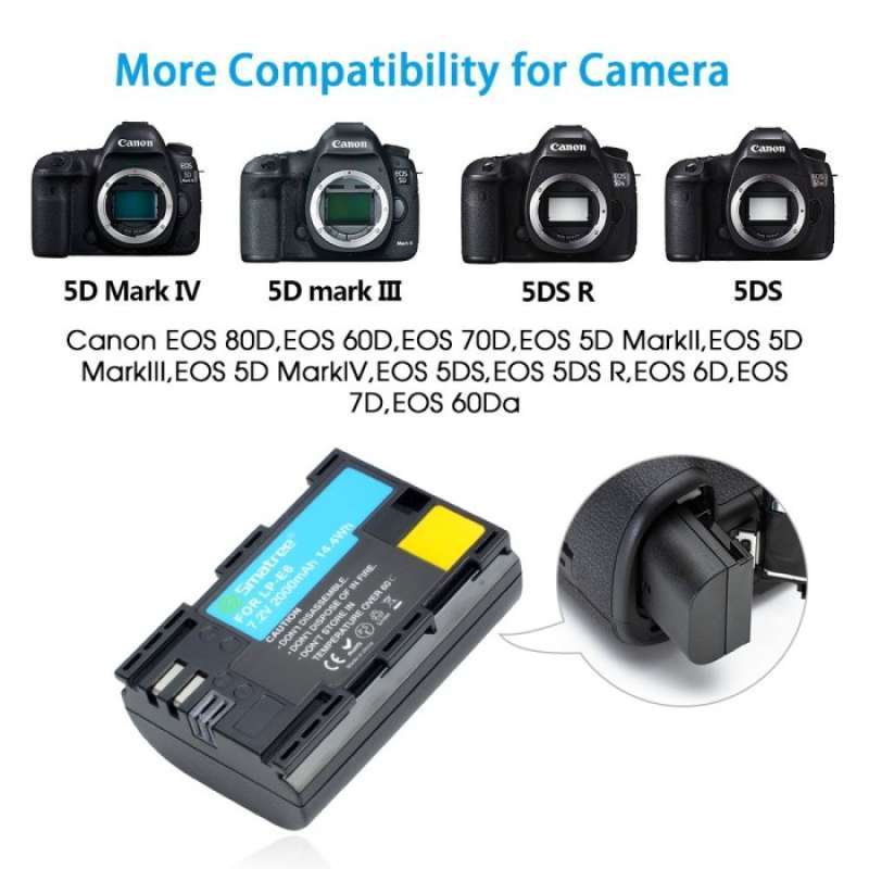smatree baterai canon lp e6 lp e6n