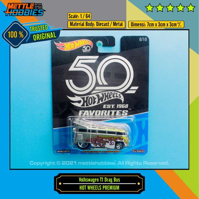 Jual Hot Wheels Premium Pop Culture Volkswagen T1 Drag Bus 50th