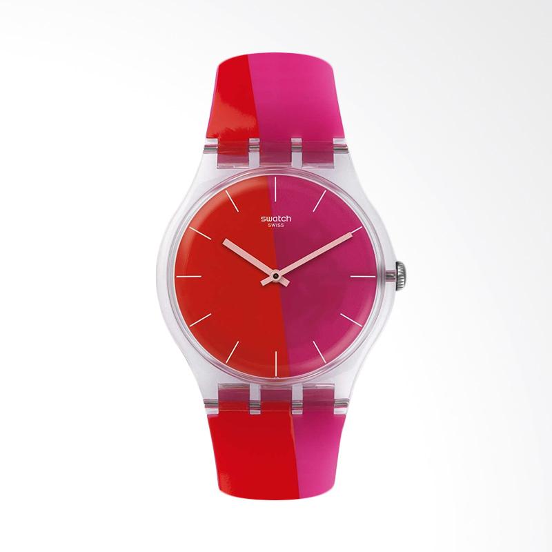 Swatch SUOK117 Lampoonia Bahan Tali Silikon Jam Tangan Wanita - Red Pink