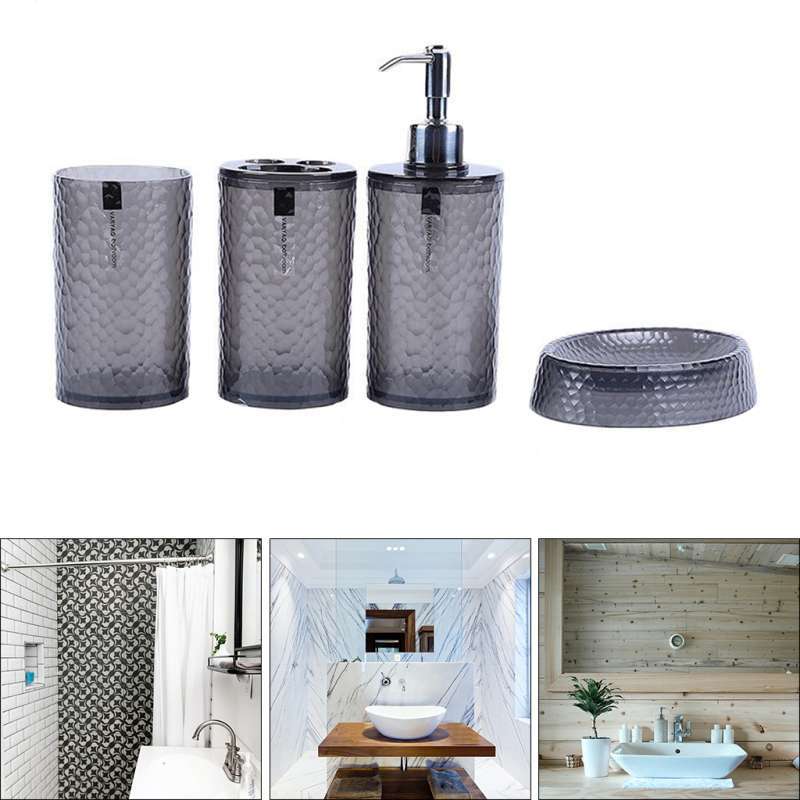 Jual 4 Pack Of Bathroom Accessories Set Toothbrush Cup Soap Dish Home Decor Black Terbaru Juli 2021 Blibli