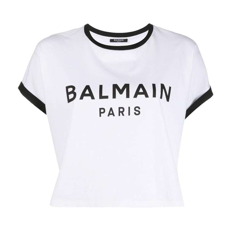 Jual Balmain Cropped T-Shirt - Black 