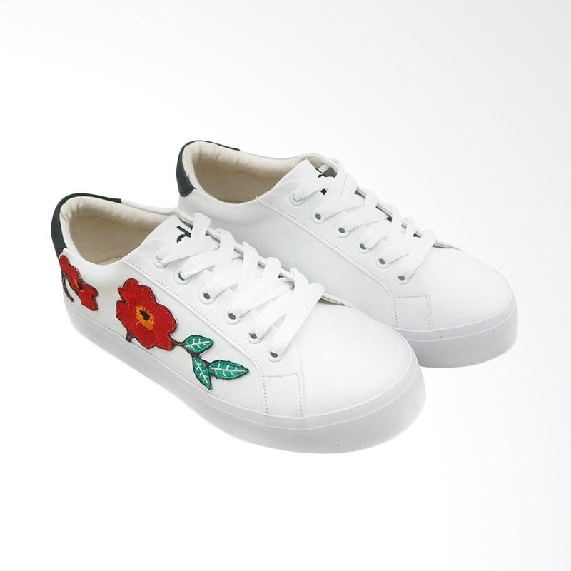 Jual Cde Rosetta Bordir Bunga Merah Sepatu Sneaker Wanita Putih Online Oktober 2020 Blibli Com