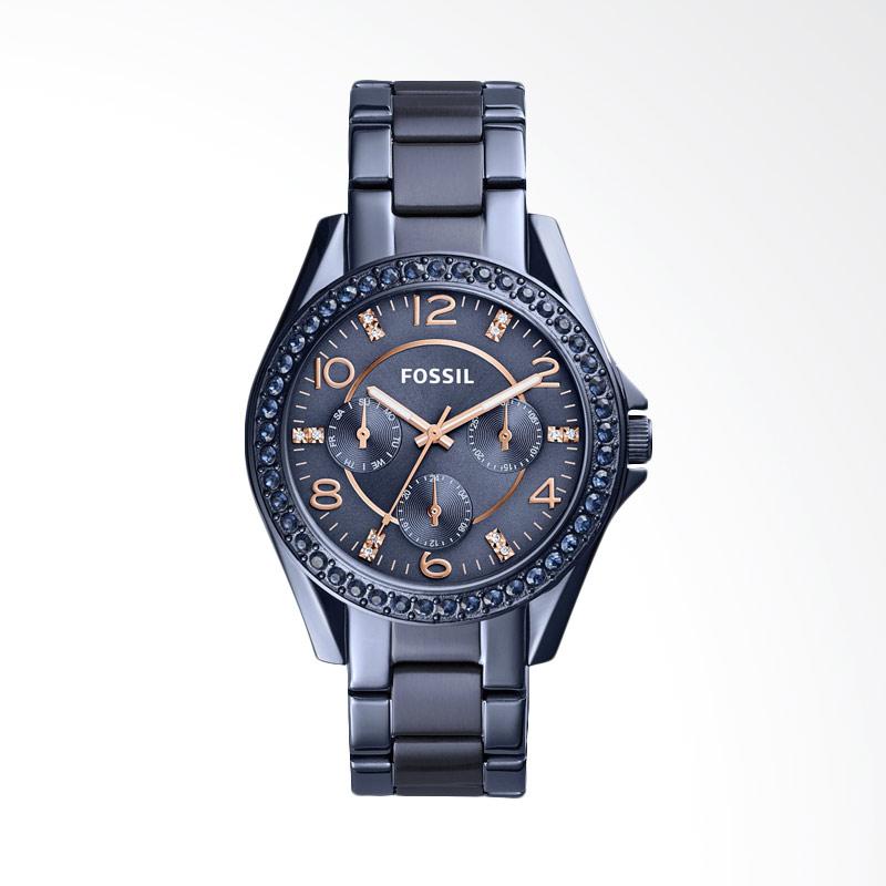 Fossil Riley ES4294 Stainless Steel Bracelet Jam Tangan Wanita Blue
